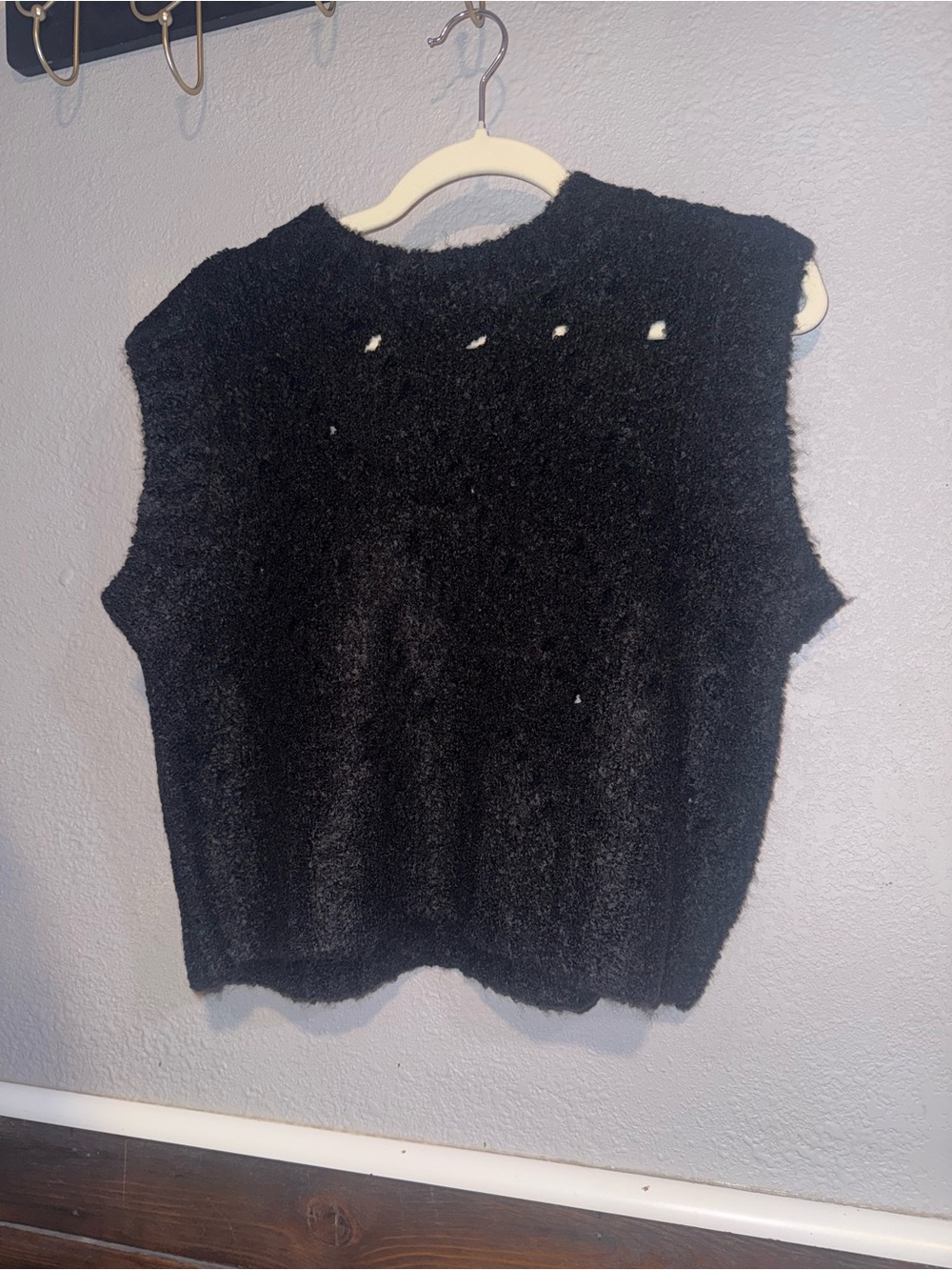 Zenana Outfitters Black Fuzzy Sleeveless Tank Top